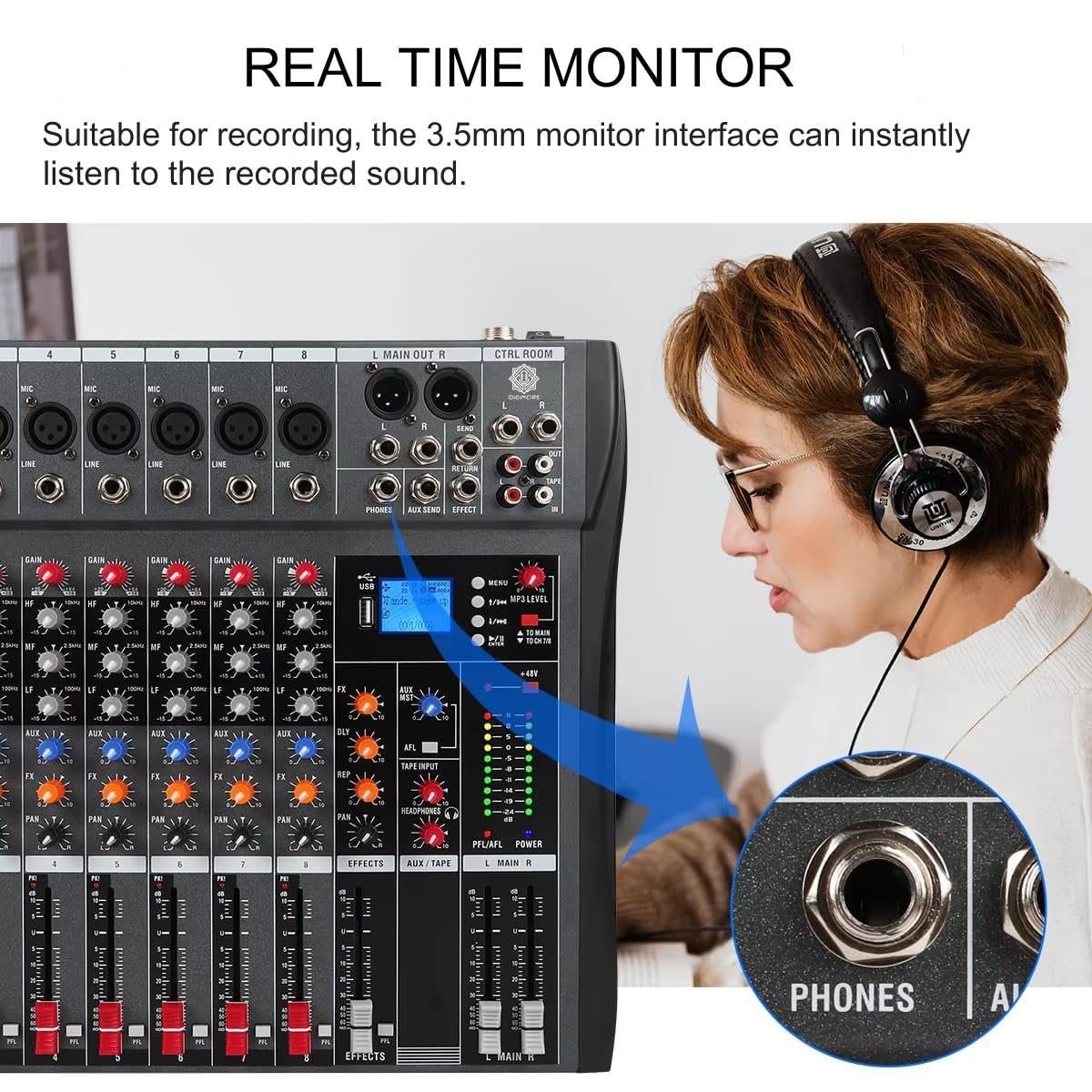 711LDMCDEGL._SL1200_.jpg Digimore D-260 Professional 8-Channel Audio Mixer with USB & BT