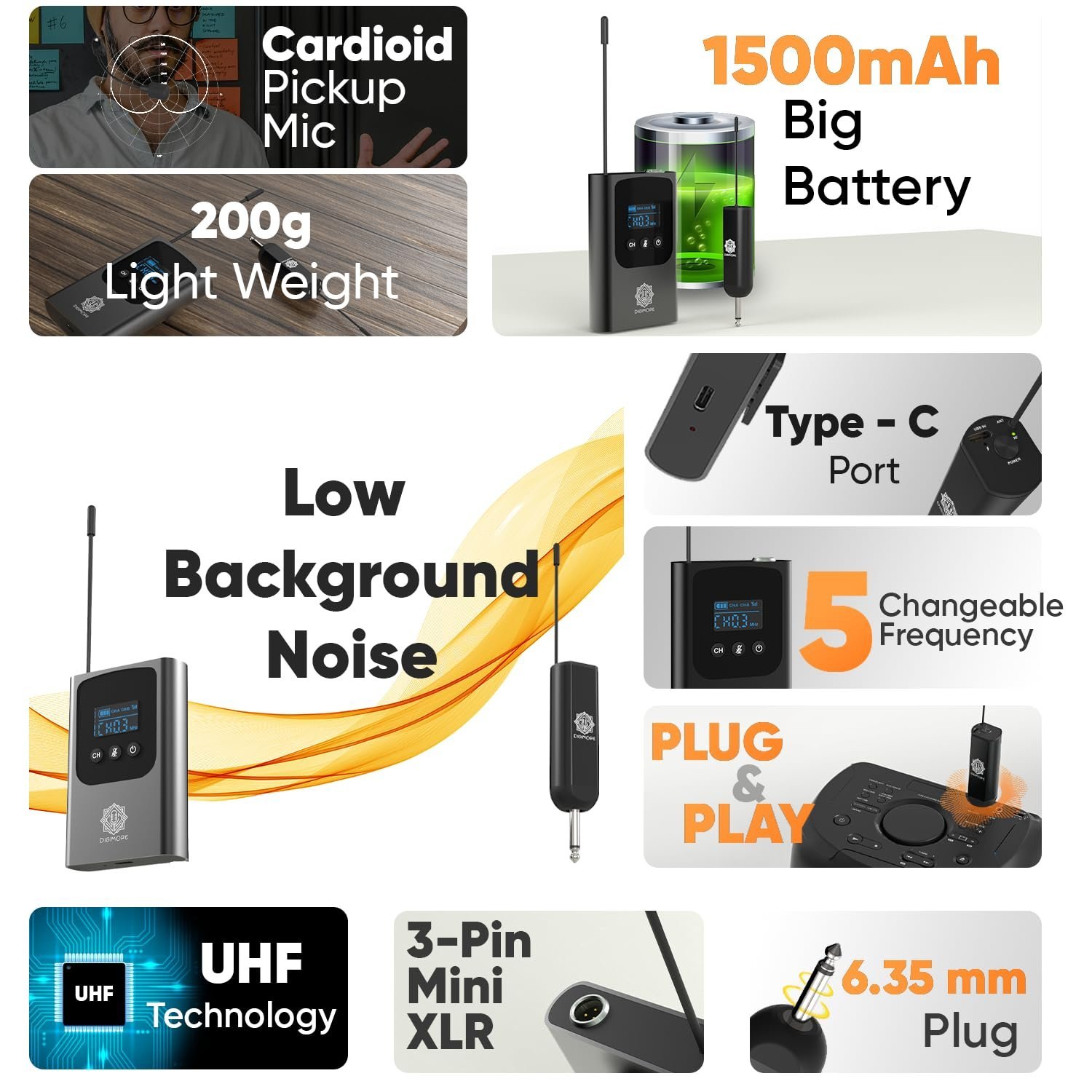 Digimore D 345S UHF Wireless Headset Microphone
