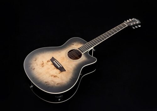 Washburn Deep Forest Burl 6 String Acoustic-Electric Guitar, Right, Black Fade (DFBACEB)