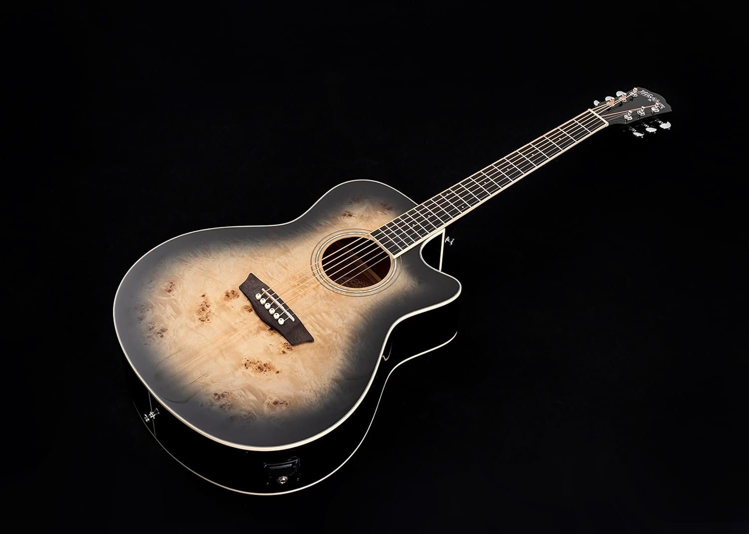 715jZoQFxVL._AC_SL1500_.jpg Washburn Deep Forest Burl 6 String Acoustic-Electric Guitar, Right, Black Fade (DFBACEB)