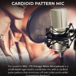 MXL 770 Condenser Microphone Complete Bundle With Integrated Pop Filter/Shockmount Kit and XLR Cable