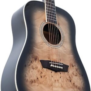 Washburn Deep Forest Burl 6 String Acoustic Guitar, Right, Black Fade (DFBDB)
