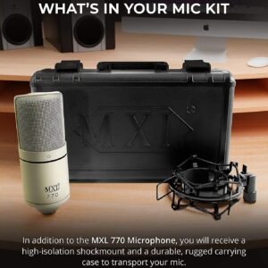 MXL 770 Condenser Microphone Complete Bundle With Integrated Pop Filter/Shockmount Kit and XLR Cable