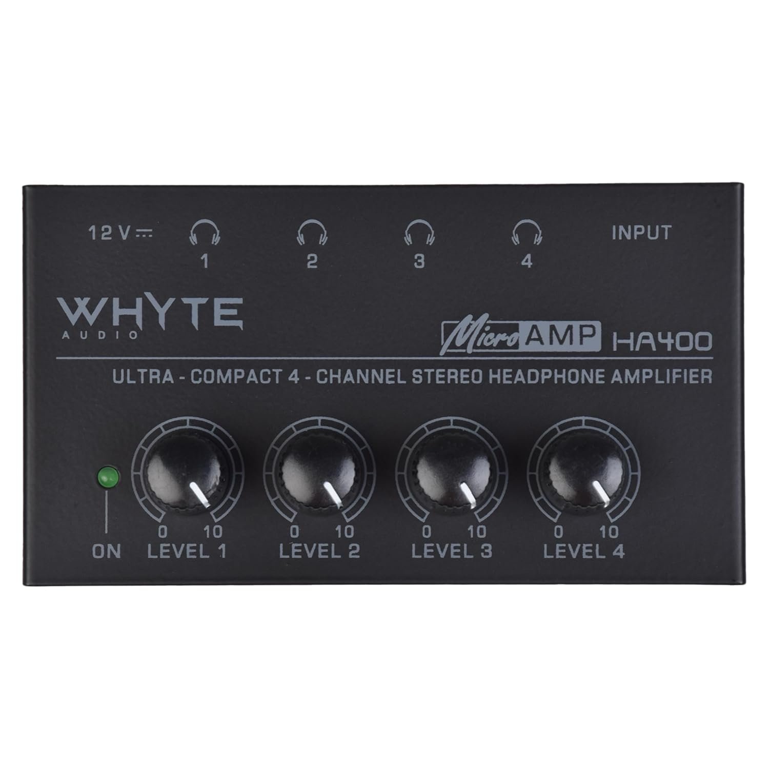 Whyte Audio HA400 Headphone Amplifier, 4 Channel Metal Stereo Audio Amplifier