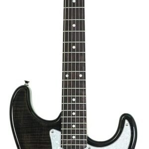 Washburn Sonamaster 6 String Solid-Body Electric Guitar, Right, Transparent Black (SDFTB)