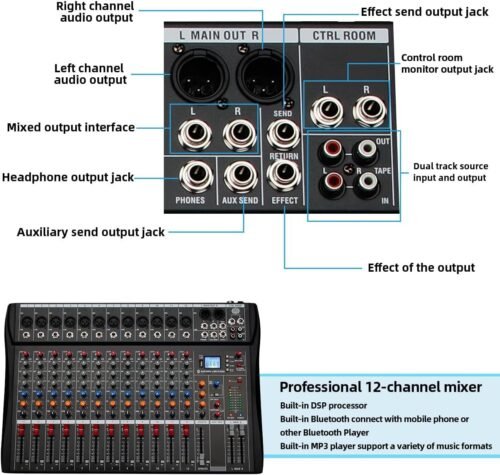Digimore D 285 Professional 12 Channel Audio Mixer with USB & BT Digimore D 285 Professional 12 Channel Audio Mixer with USB & BT