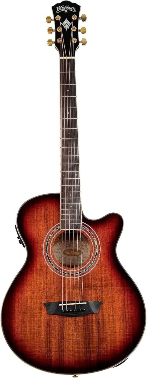 71OJwrDWfuL._AC_SL1500_.jpg Washburn Festival Series 6 String Acoustic Electric Guitar, Right, Koa Burst, Cutaway Mini Jumbo (EA55G-A)