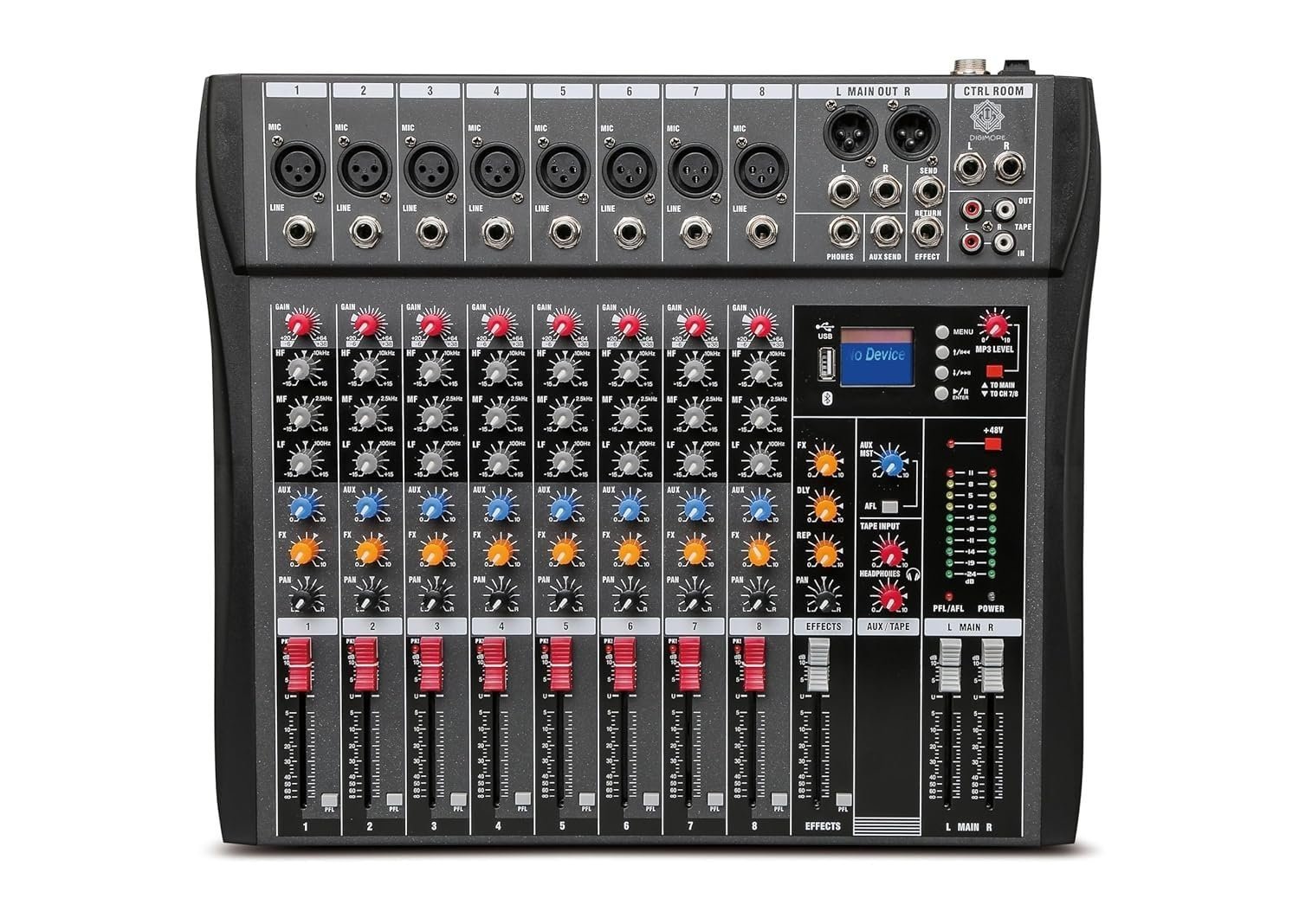 Digimore D-260 Professional 8-Channel Audio Mixer with USB & BT