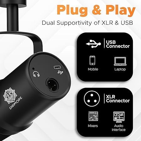71Rn6odsRzL._SY450_.jpg DIGIMORE D 490 Dynamic USB/XLR Podcast Microphone Kit