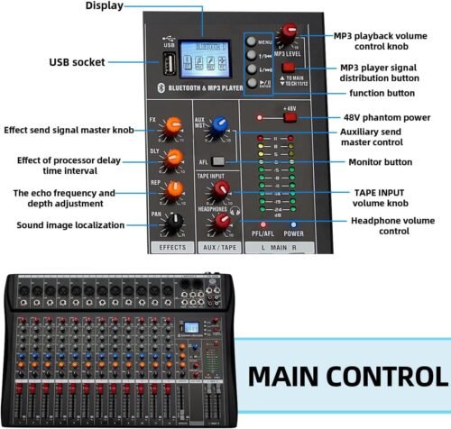 Digimore D 285 Professional 12 Channel Audio Mixer with USB & BT Digimore D 285 Professional 12 Channel Audio Mixer with USB & BT