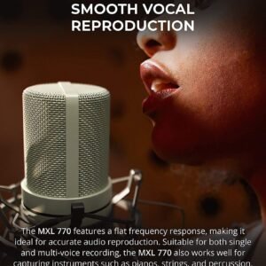 MXL 770 Condenser Microphone Complete Bundle With Integrated Pop Filter/Shockmount Kit and XLR Cable