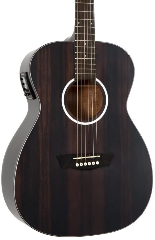 Washburn 6 String Acoustic-Electric Guitar, Right, Striped Ebony (DFEFE)