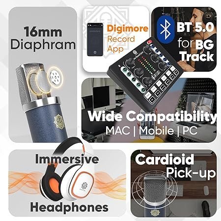 Digimore D 442 Dual Condenser Microphone Kit for Singing with D 220 Sound Card