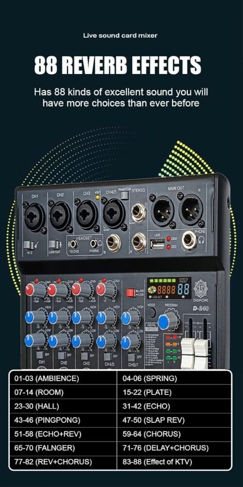 Digimore D 240 7 Channel DJ & amp Audio Mixer with USB & amp DSP