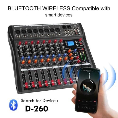 Digimore D 260 Professional 8 Channel Audio Mixer with USB & BT