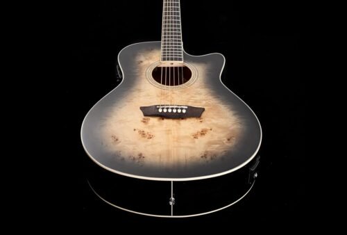 Washburn Deep Forest Burl 6 String Acoustic-Electric Guitar, Right, Black Fade (DFBACEB)