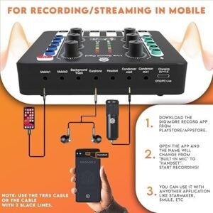 Digimore D 442 Dual Condenser Microphone Kit for Singing with D 220 Sound Card