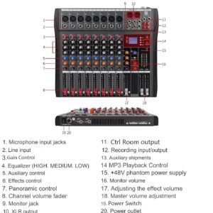 71v7UXkXiL._SL1500_.jpg Digimore D-260 Professional 8-Channel Audio Mixer with USB & BT