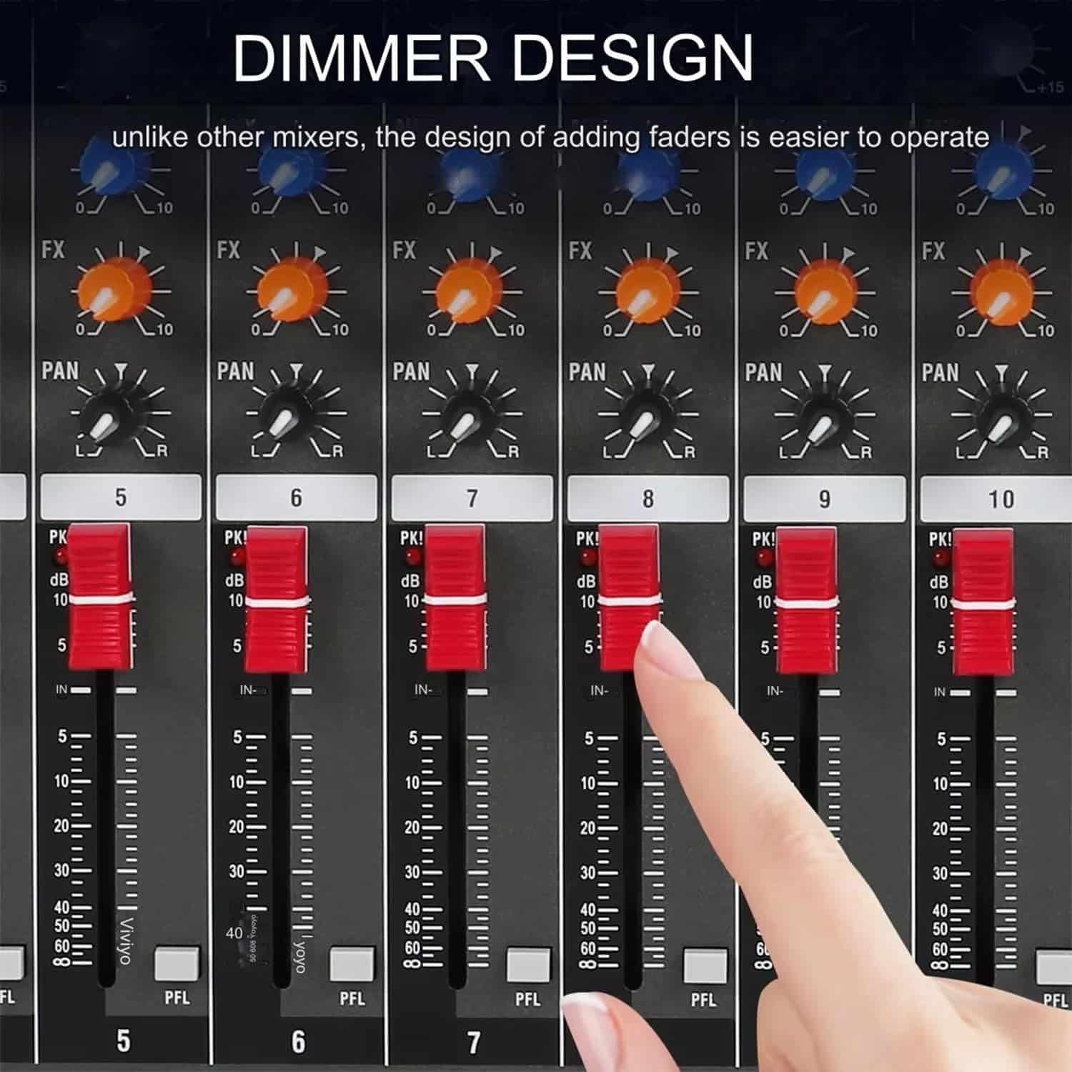 71vE4-euiOL._SL1500_.jpg Digimore D-260 Professional 8-Channel Audio Mixer with USB & BT