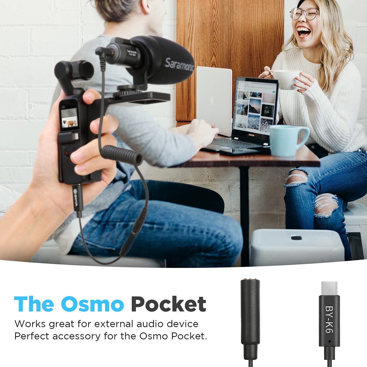 71xYn2wyY-S._SL1500_.jpg Boya Mic BOYA BY-K6 3.5mm TRS Female to Type-C Male Audio Adapter for DJI OSMO POCKET