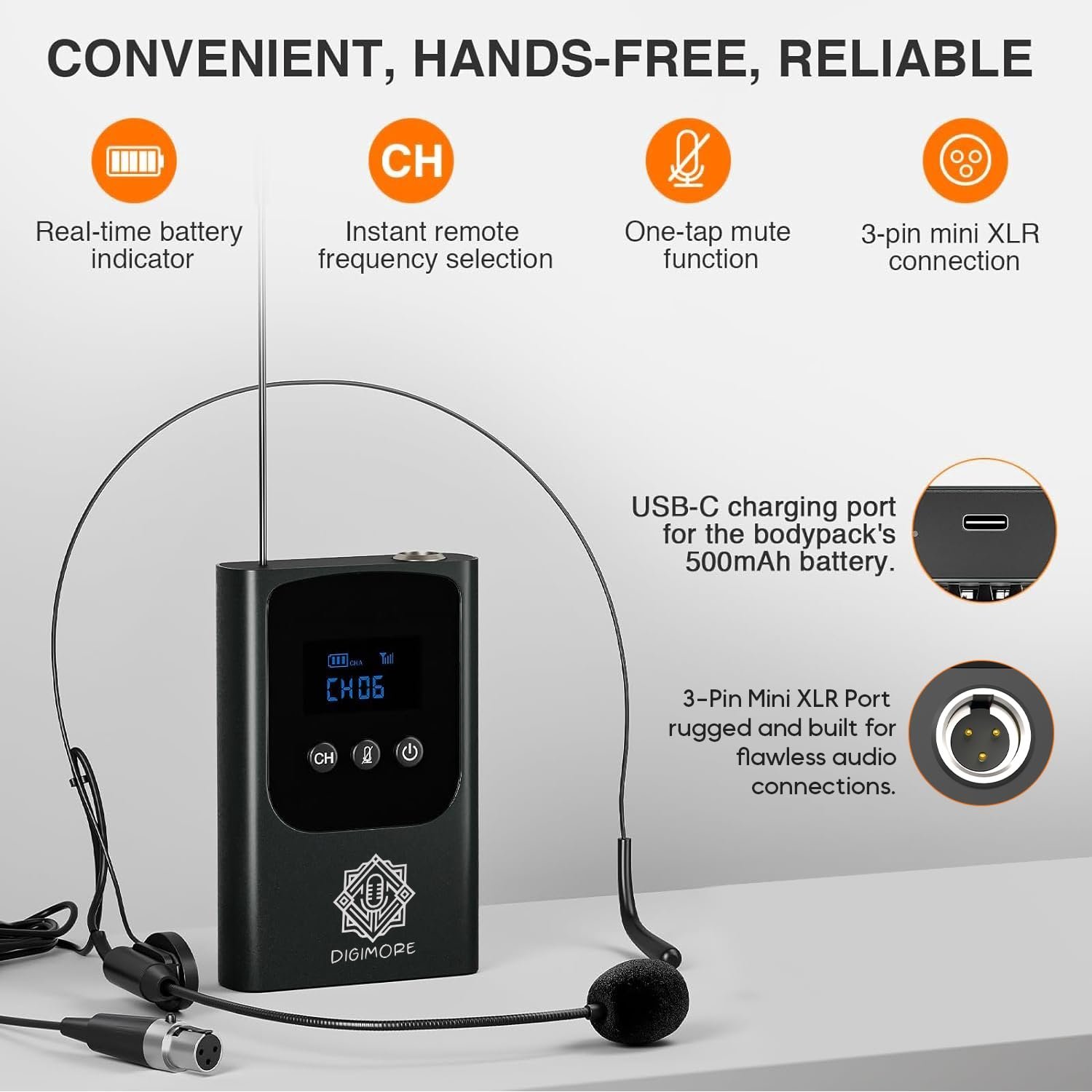 Digimore D 345S UHF Wireless Headset Microphone