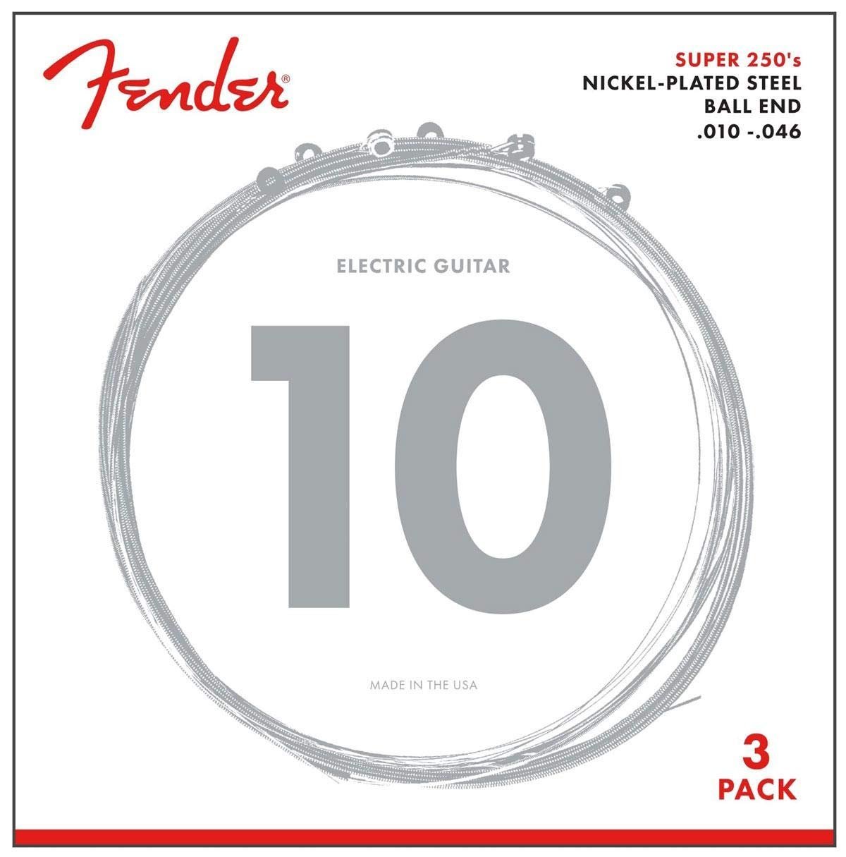Fender Electric Guitar String Super 250 Nickel Plated .010-.046 250R -3 pack 730250310