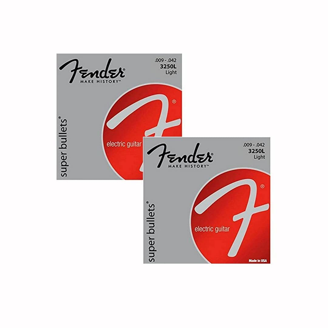Fender 3250L Super Bullets Nickel Plated Steel Bullet End Electric Guitar Strings - Light (Pack of 2)
