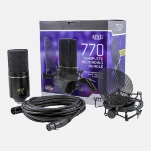 MXL 770 Condenser Microphone Complete Bundle Integrated Pop Filter With Shockmount Kit