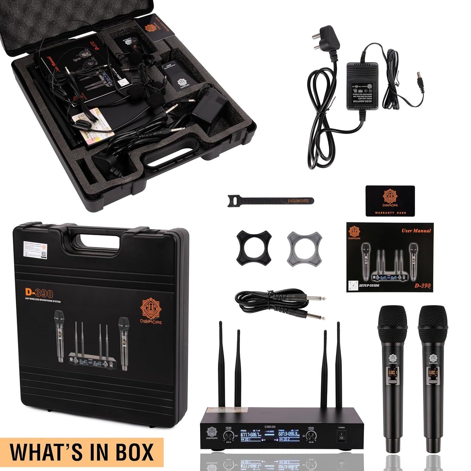 Digimore D-390 UHF Wireless Microphone System with Dual Handheld Mics