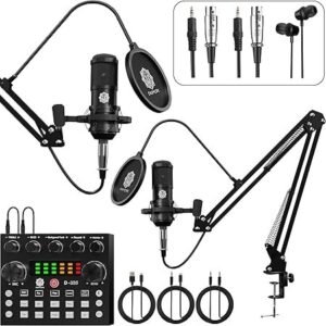 Digimore D 432 Dual Condenser Microphone Kit for Singing with V8 Sound Card Digimore D 432 Dual Condenser Microphone Kit for Singing with V8 Sound Card
