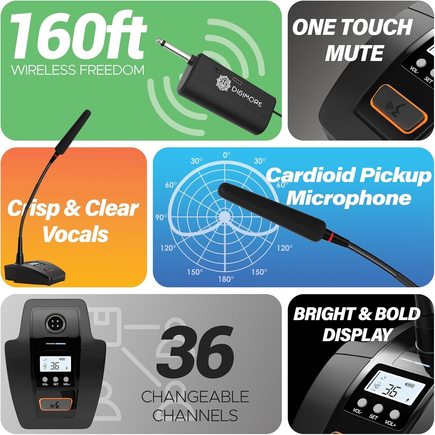 Digimore D-605 UHF Wireless Gooseneck Microphone System