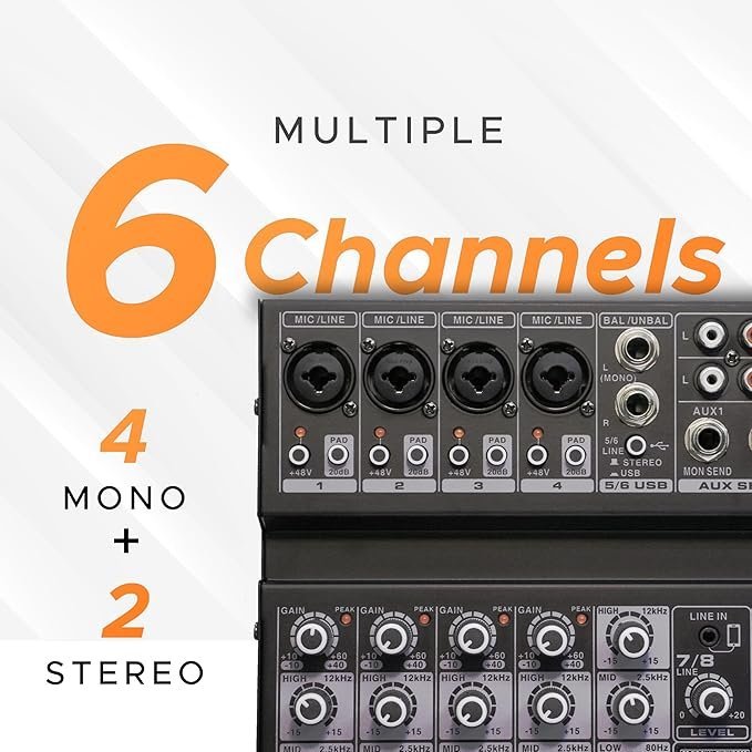 Digimore D-246 6-Channel Audio Mixer with Interface & DSP Effects