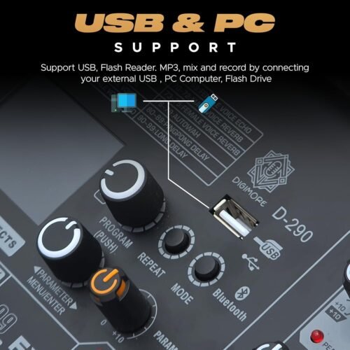 Digimore D 290 12 Channel Live Audio Mixer with DSP & Bluetooth 5.1