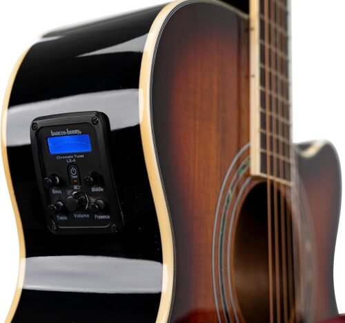 Washburn Festival Series 6 String Acoustic Electric Guitar, Right, Koa Burst, Cutaway Mini Jumbo (EA55G-A) Washburn Festival Series 6 String Acoustic Electric Guitar, Right, Koa Burst, Cutaway Mini Jumbo (EA55G-A)