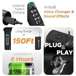 Digimore D 356 UHF Dual Wireless Microphone System with Sound Card