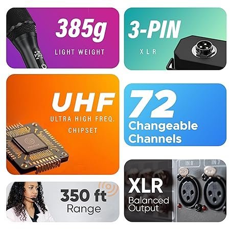 Digimore D-395 HL UHF Wireless Microphone System with Handheld & Lavalier Mic