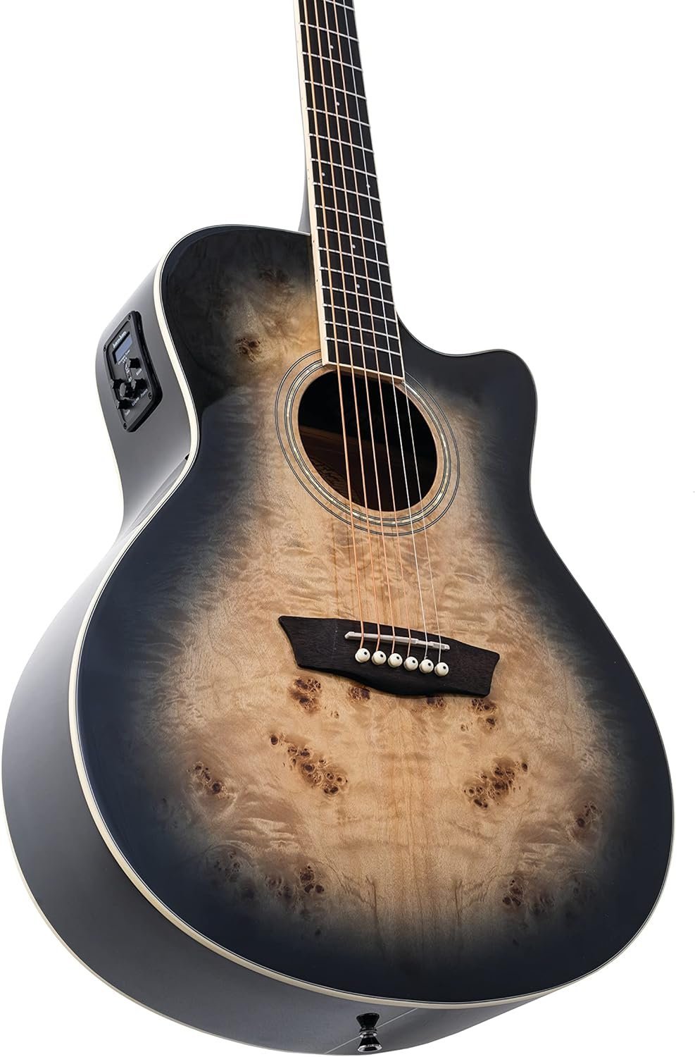 81u06uqf2L._AC_SL1500_.jpg Washburn Deep Forest Burl 6 String Acoustic-Electric Guitar, Right, Black Fade (DFBACEB)