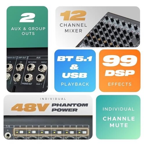 Digimore D 290 12 Channel Live Audio Mixer with DSP & Bluetooth 5.1