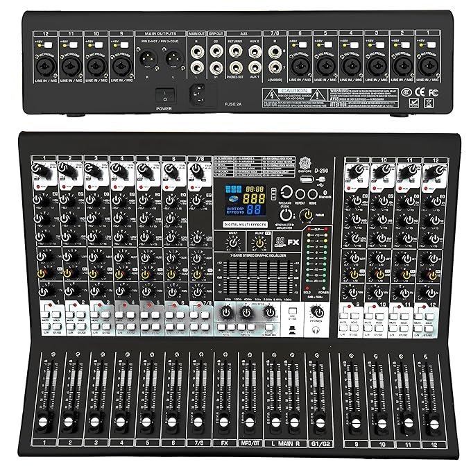 Digimore D-290 12-Channel Live Audio Mixer with DSP & Bluetooth 5.1