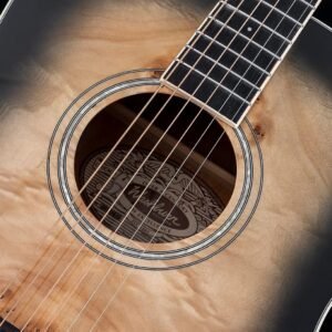 Washburn Deep Forest Burl 6 String Acoustic Guitar, Right, Black Fade (DFBDB)