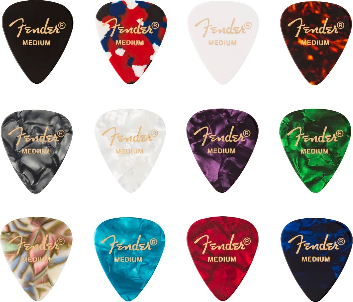 Fender Guitar Picks 351 Celluloid Medley Medium Pack 12 980300300