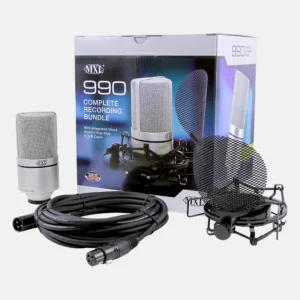 MXL 990 Condenser Microphone Complete Bundle Integrated Pop Filter With Shockmount Kit