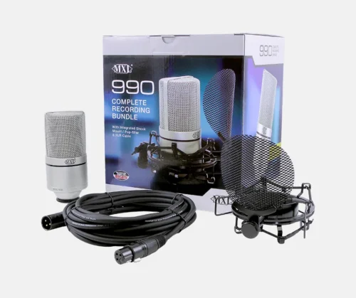 MXL 990 Condenser Microphone Complete Bundle Integrated Pop Filter With Shockmount Kit