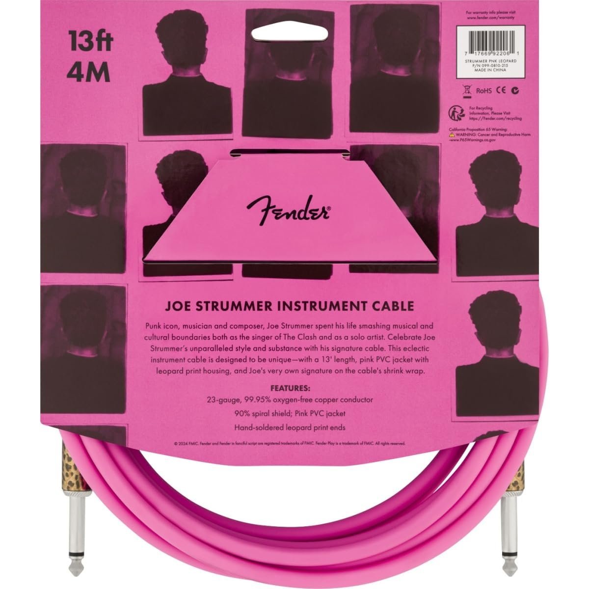 Fender 13' Instrument Cable Stummer Pink Leopard 990810215