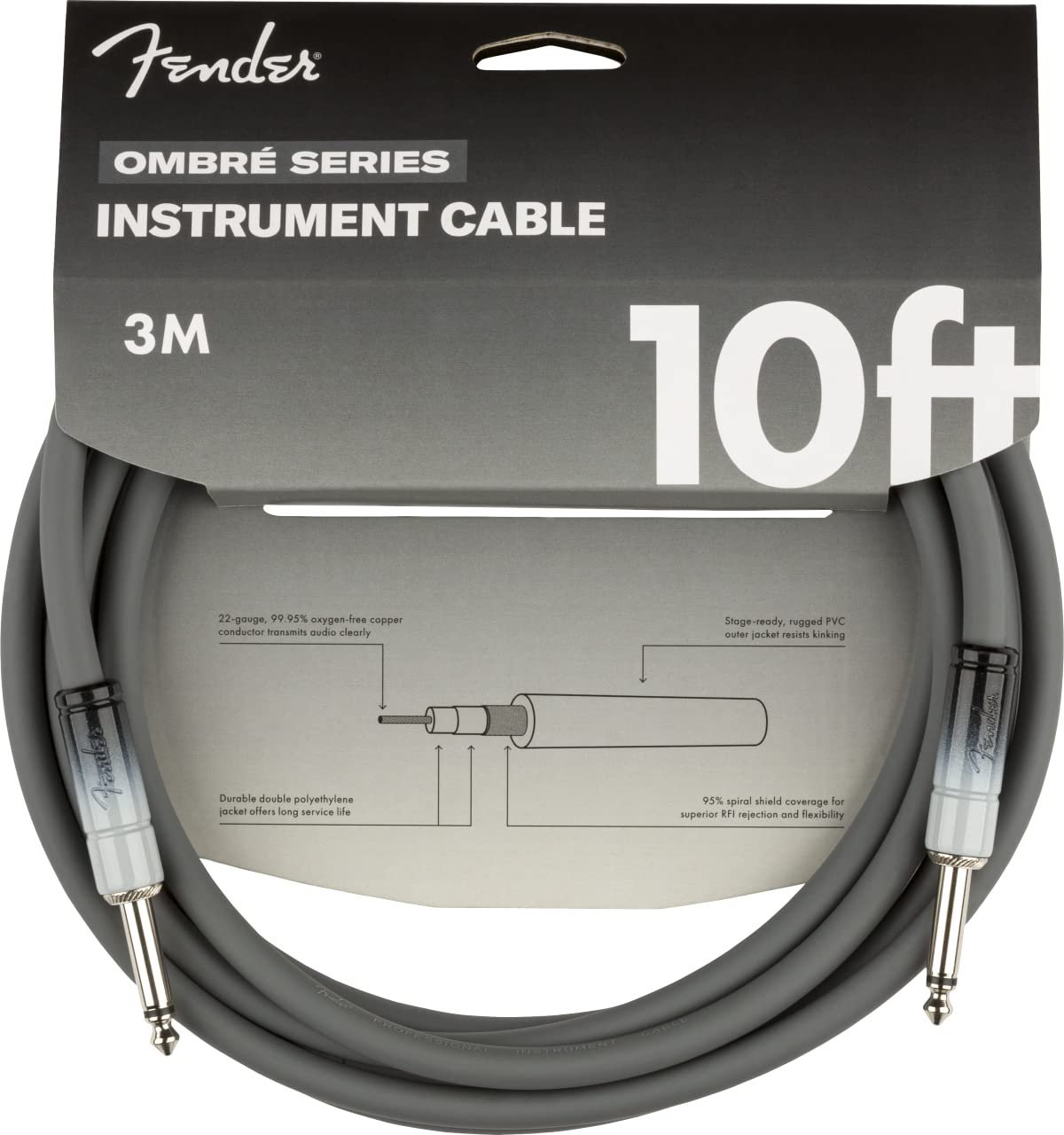 Fender Ombre Instrument Cable Original Series 10Ft Silver Smoke 990810248