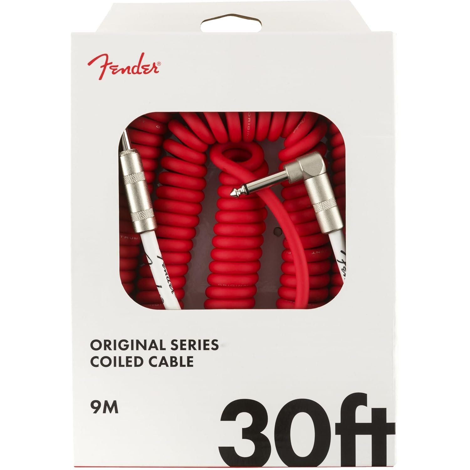 990823005-1.jpg Fender Instrument Cable Original Series Coiled Straight-Angle 30Ft Fiesta Red 990823005