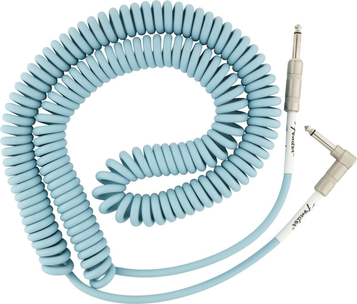 990823006.jpg Fender Instrument Cable Original Series Coiled Straight-Angle 30Ft Daphne Blue 990823006