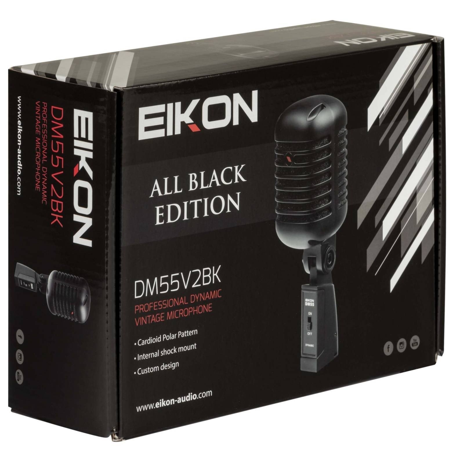 ALL-BLACK-EDITION_34_RX-1600x1600w.jpg Eikon Audio DM55V2BK VINTAGE Professional Vocal Dynamic Microphone Satin Black