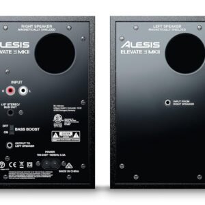 Alesis Elevate 3 MKII | 20W Powered Gaming or Studio Desktop Speakers (Black)