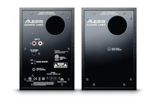 Alesis Elevate 3 MKII | 20W Powered Gaming or Studio Desktop Speakers (Black)
